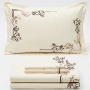 drap brodé chojra maron et beige