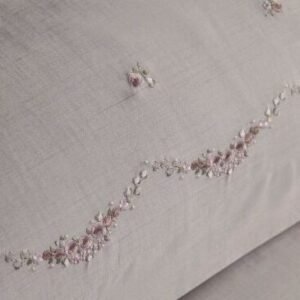 Broderie guirlande de roses sur housse de couette – HB-R11