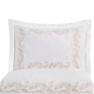 Taie d’oreiller brodée volutes dorées – HB-R25