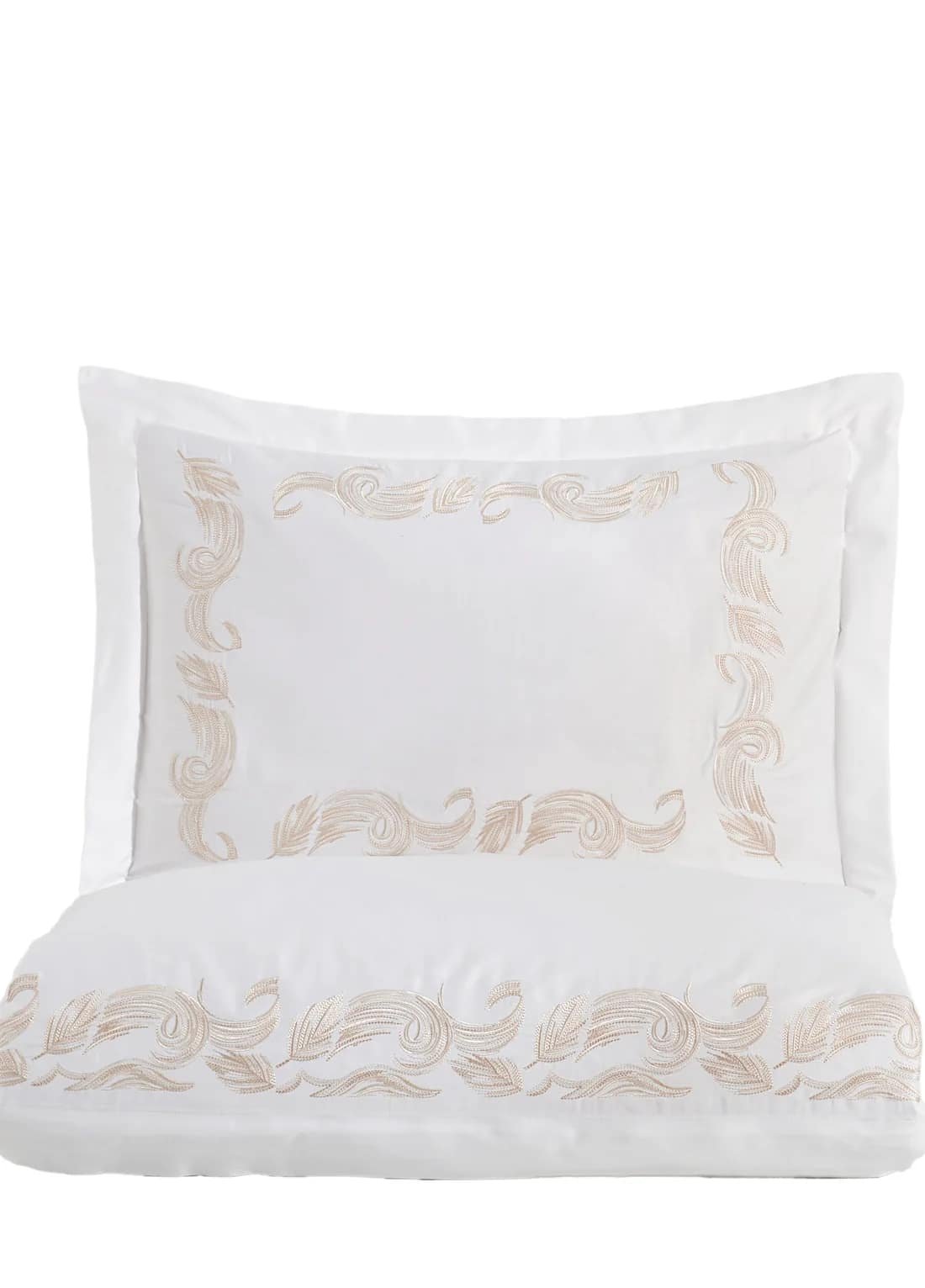 Taie d’oreiller brodée volutes dorées – HB-R25